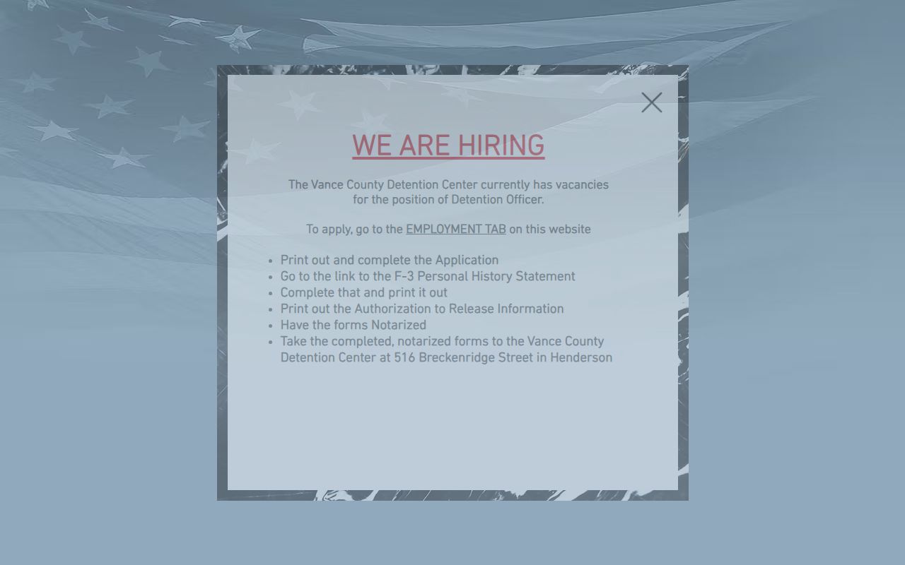 Vance County arrest records and court charges sheriff services page