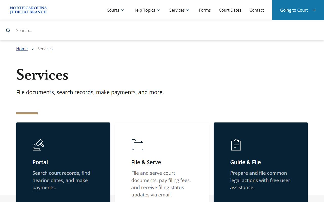 Vance County court records online services from the North Carolina Judicial Branch