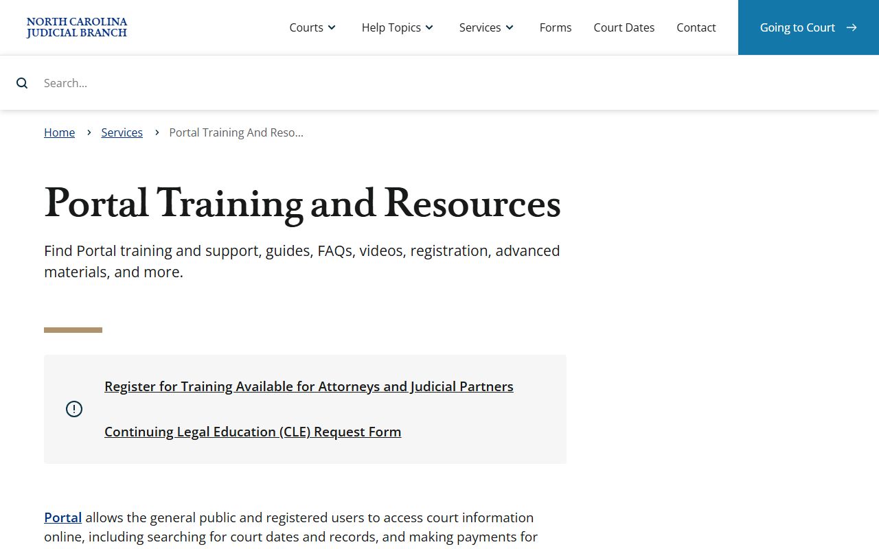 Vance County court records Portal training and search resource page