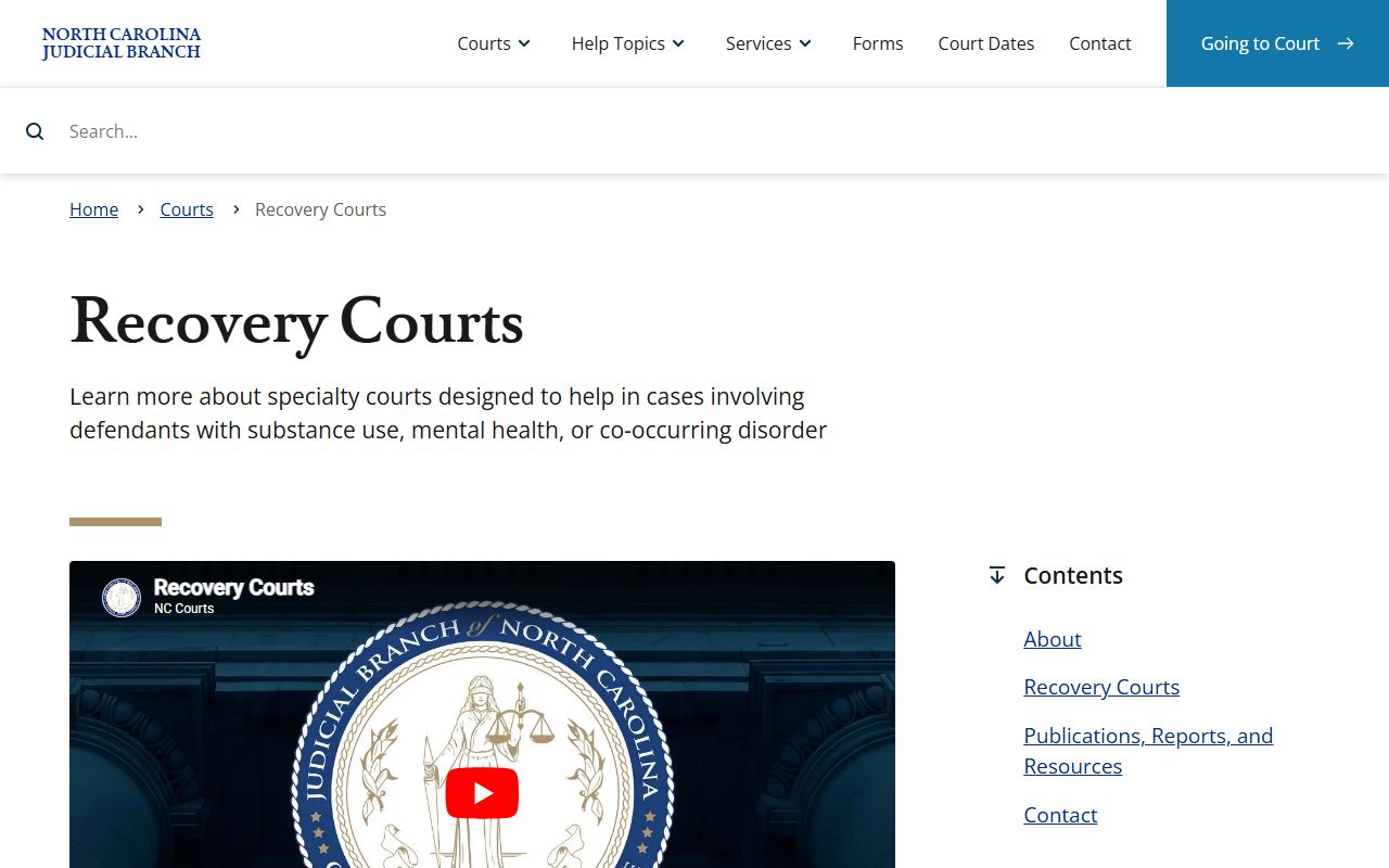 Vance County District Court records North Carolina recovery courts overview