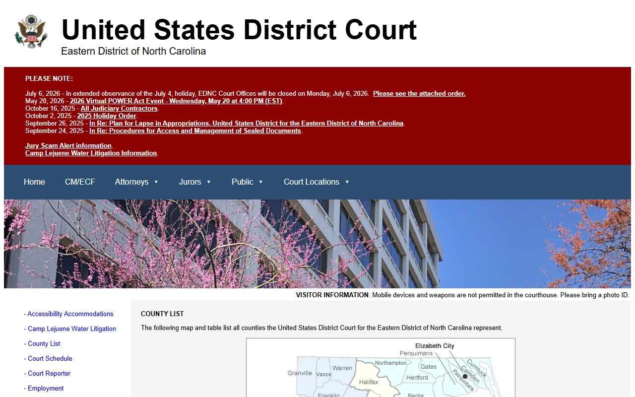 Vance County District Court records Eastern District county list
