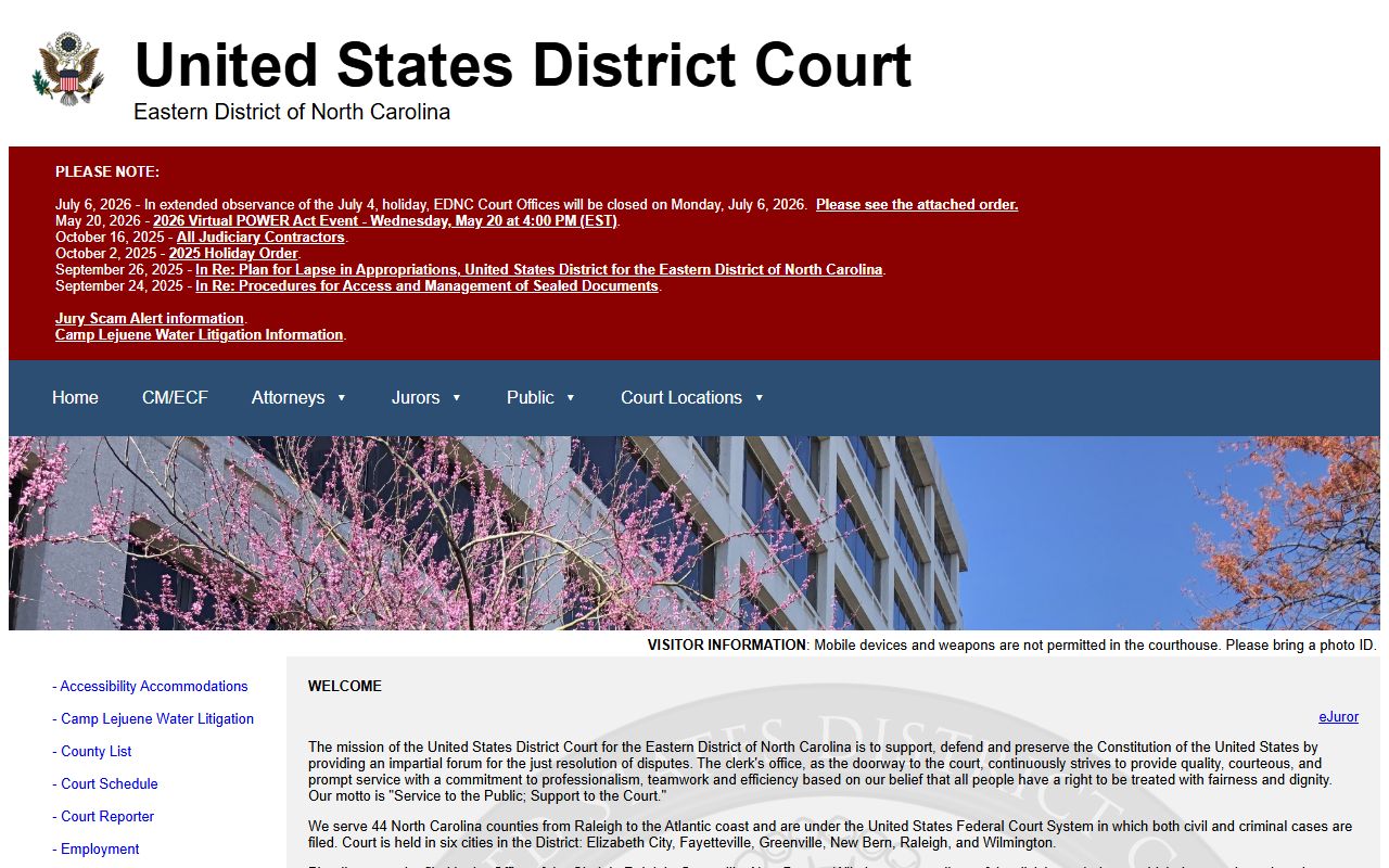 Vance County District Court records U.S. District Court for the Eastern District of North Carolina