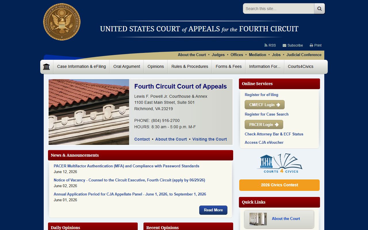 Vance County District Court records U.S. Court of Appeals for the Fourth Circuit