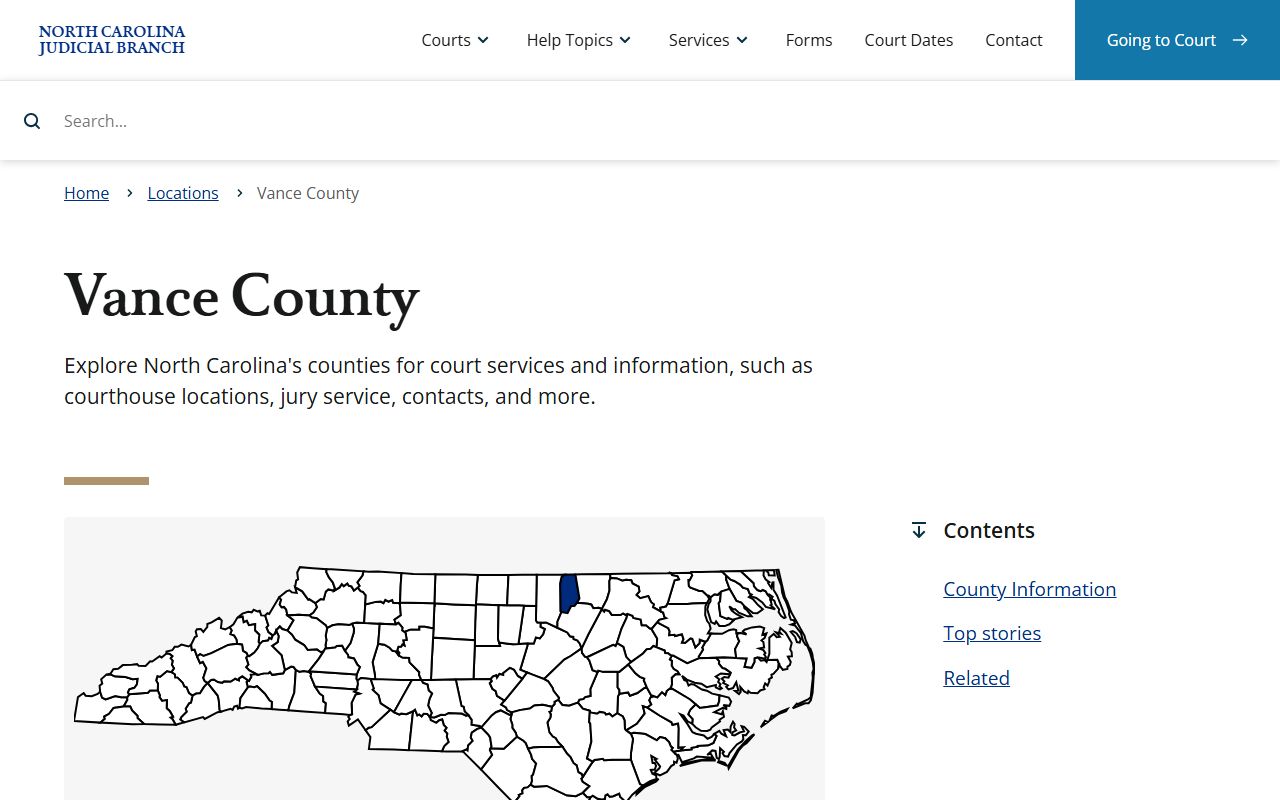 Vance County court records Judicial Branch landing page