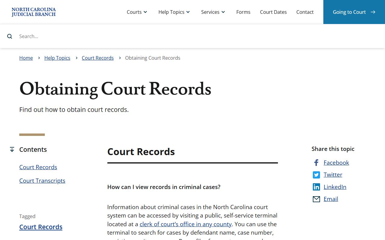 Vance County court records public access guidance