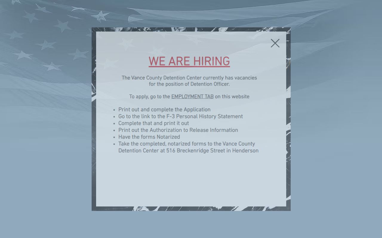Vance County sheriff and jail records information