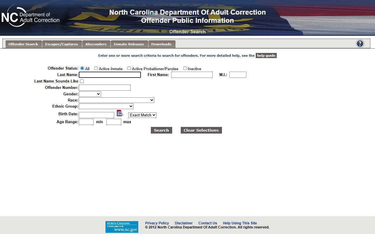 Vance County inmate records official NC DAC offender public search