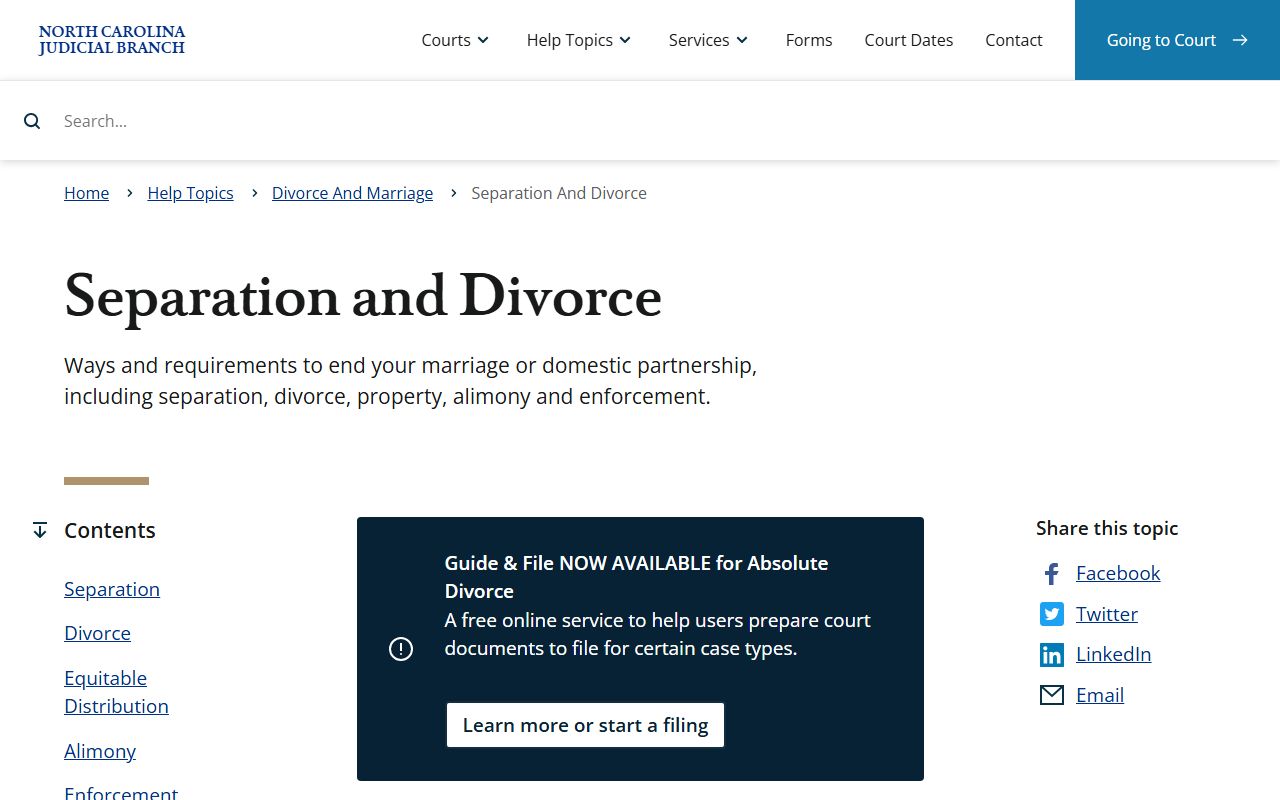 Vance County divorce records separation and divorce overview