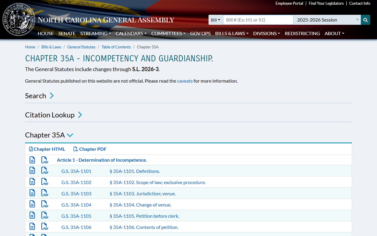 Vance County probate records North Carolina guardianship statutes