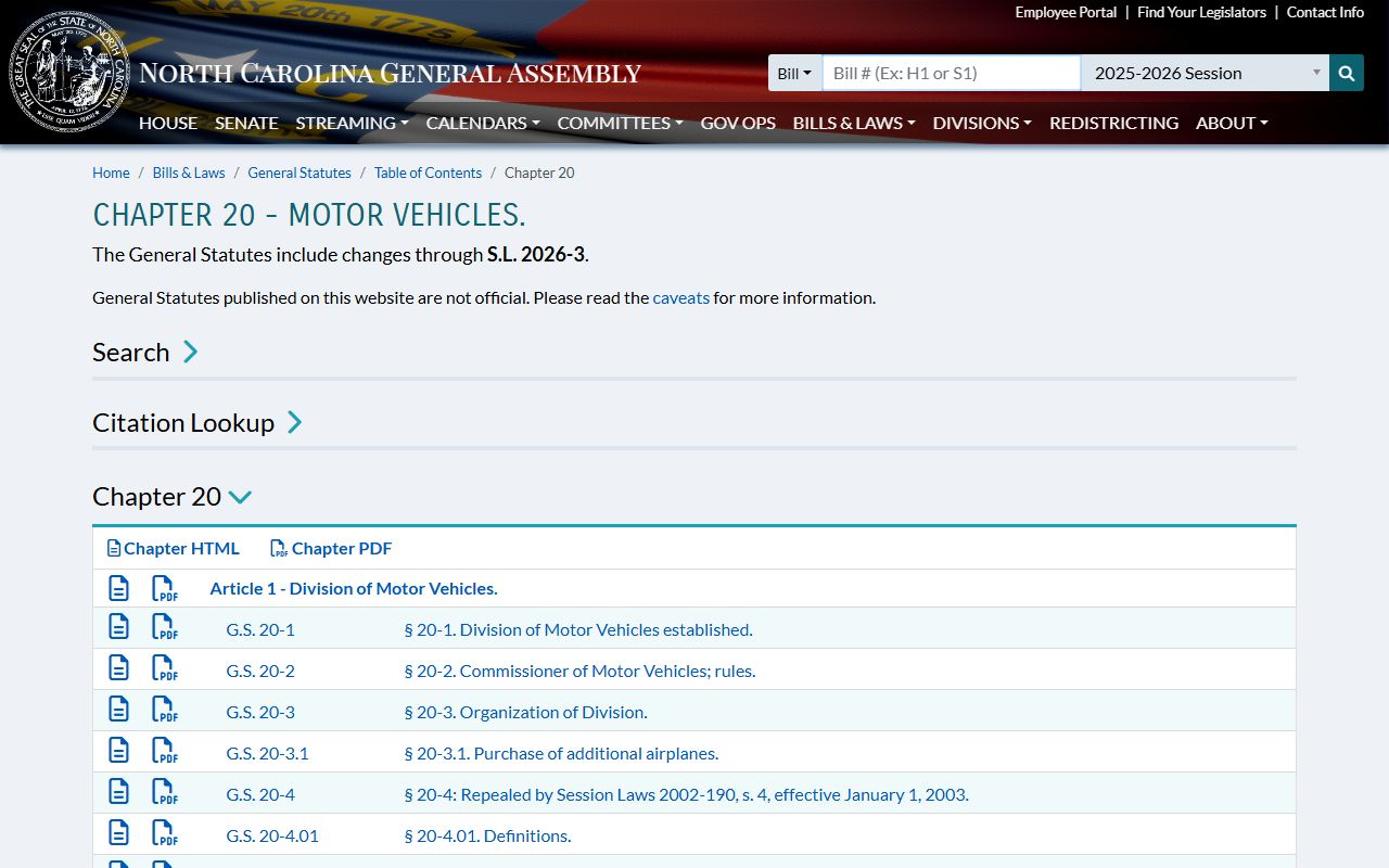 Vance County traffic court records North Carolina motor vehicle statutes