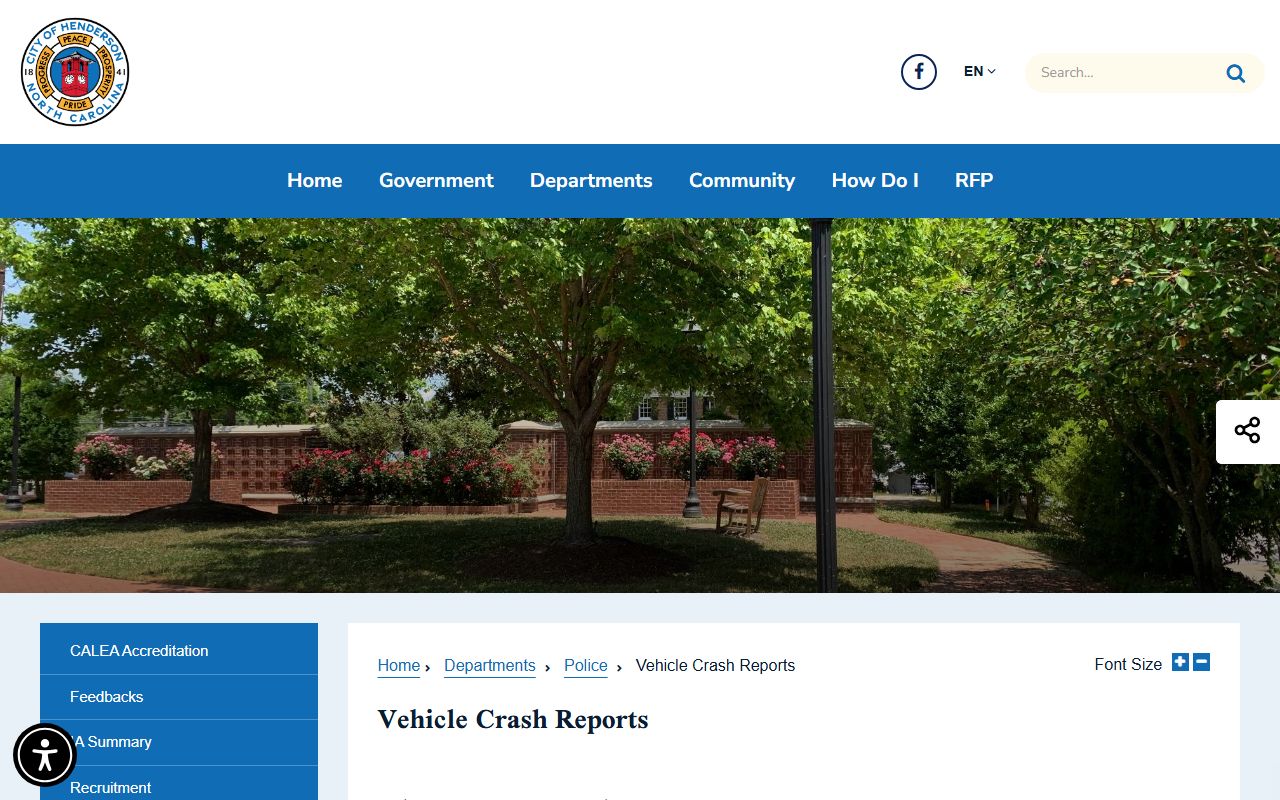 Vance County traffic court records Henderson Police crash report instructions